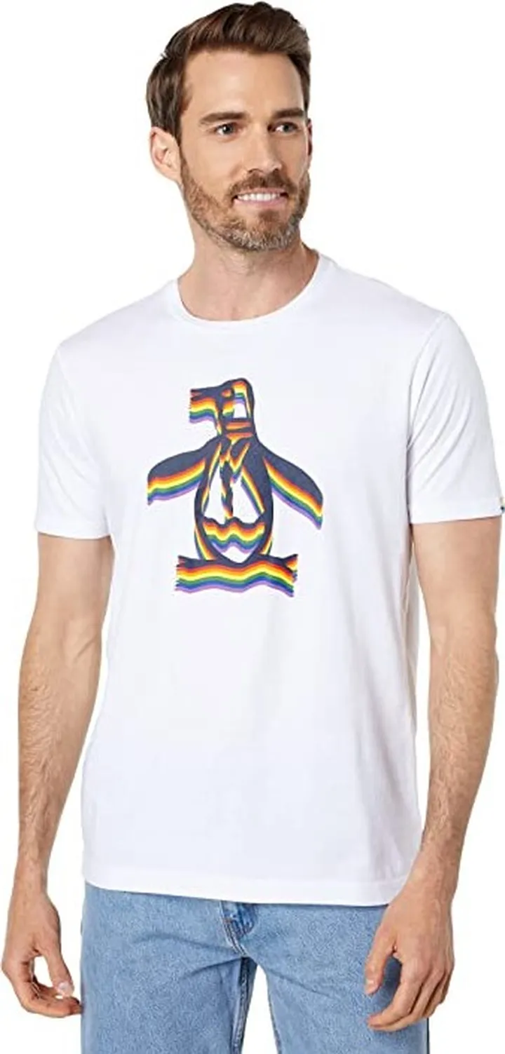Original Penguin Knit Graph Pride Rain (Bright White) Men's T Shirt