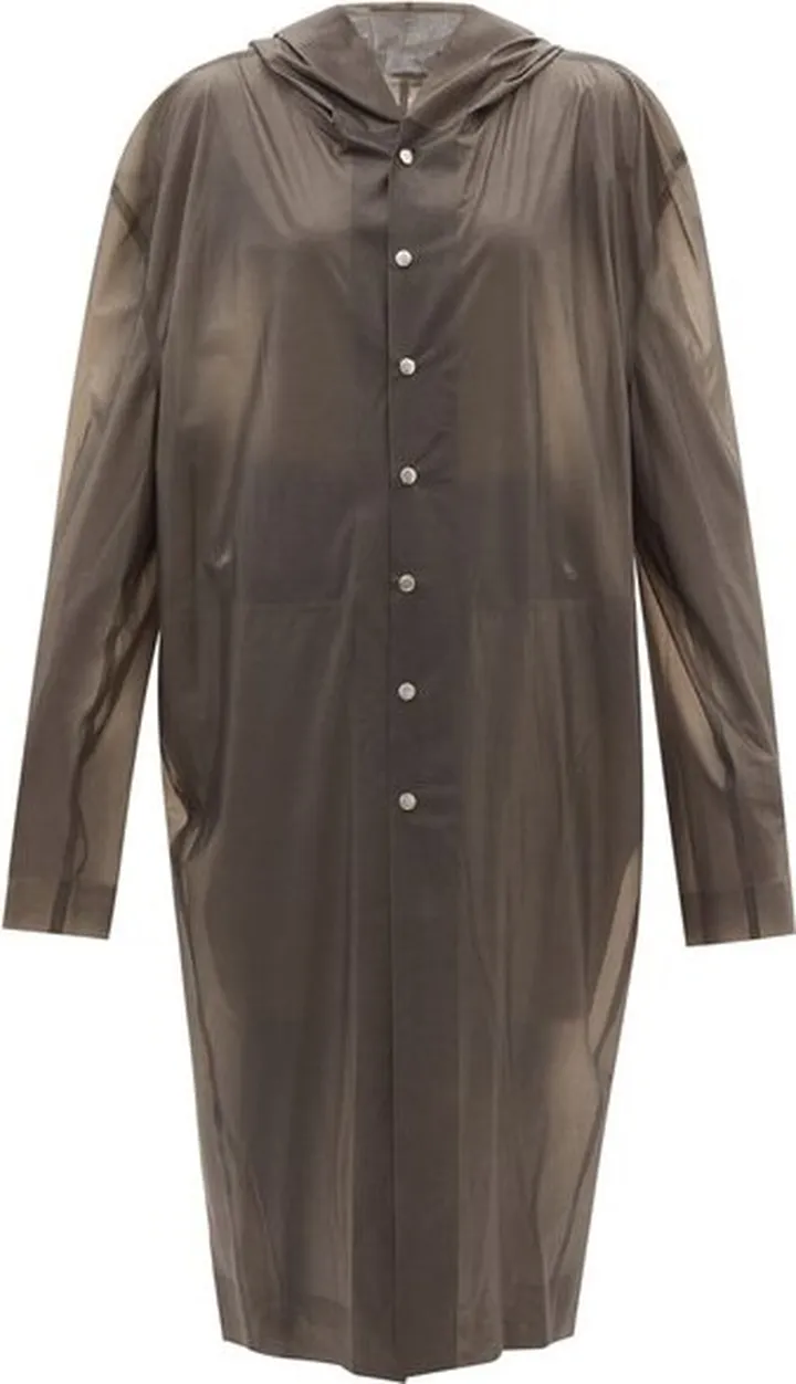 Hooded Rubber-coated Tulle Coat