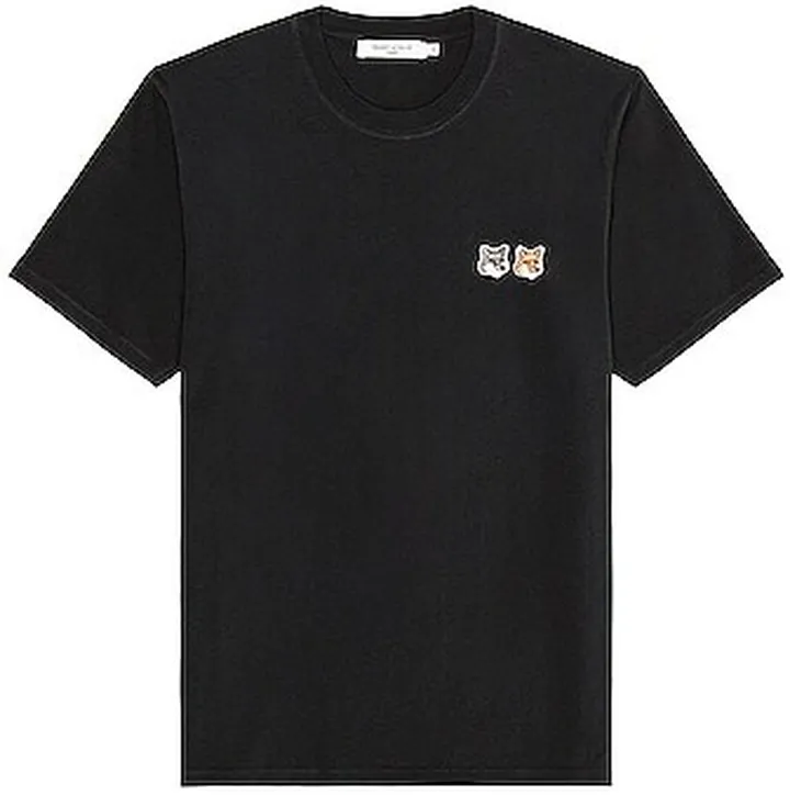Maison Kitsune Double Fox Head Patch Classic Tee-Shirt in Black