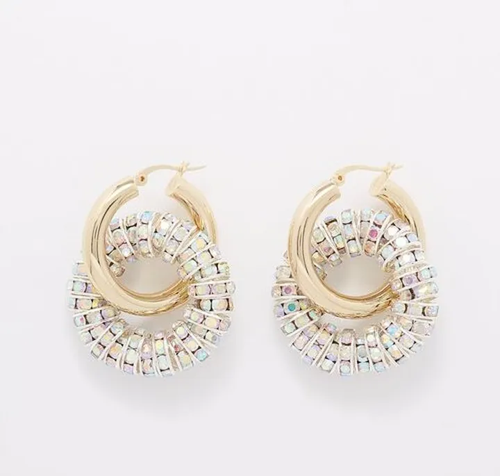 Les Grand Crystal Gold-plated Hoop Earrings