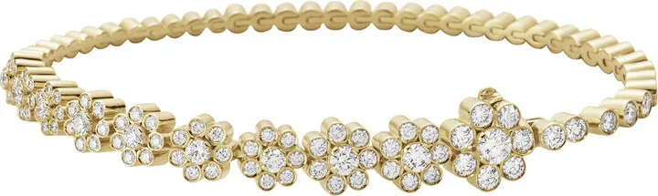 Women's 18k Yellow Gold Fleur de Tennis Bracelet