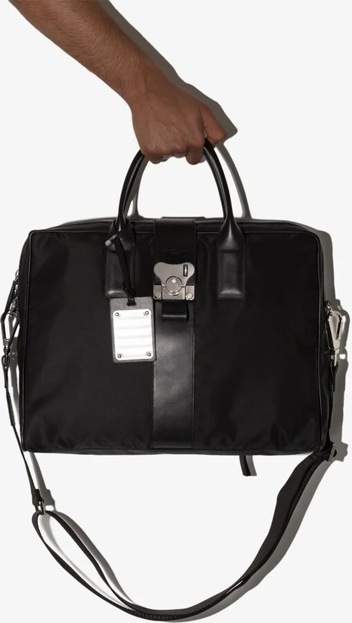 Black Butterfly Leather Trim Briefcase