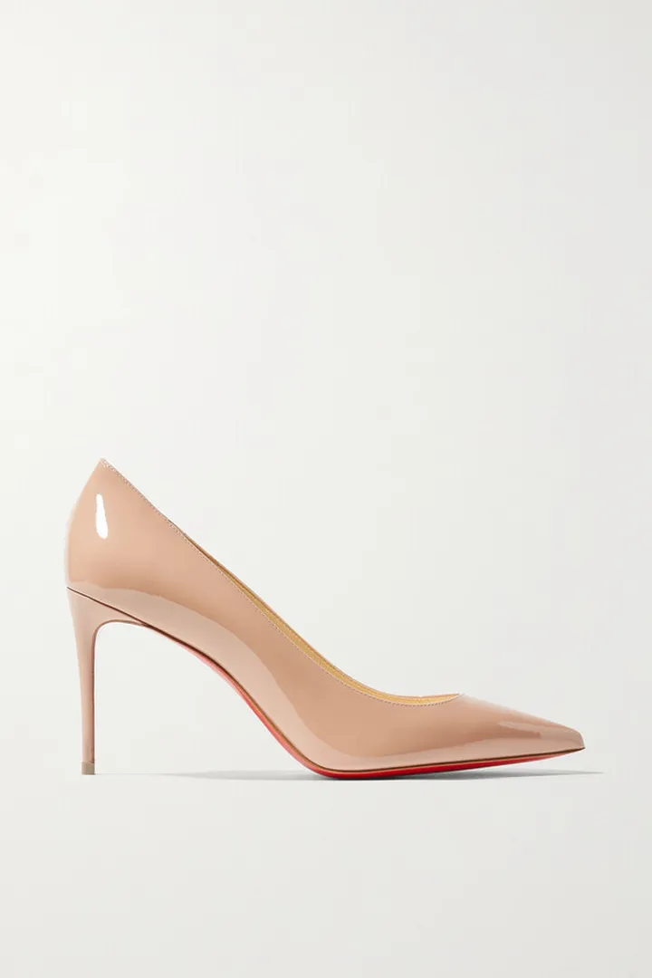 Christian Louboutin - Kate 85 Patent-leather Pumps - Neutrals