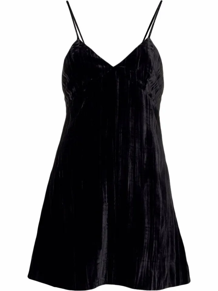 Spaghetti-Strap Mini Velvet Dress