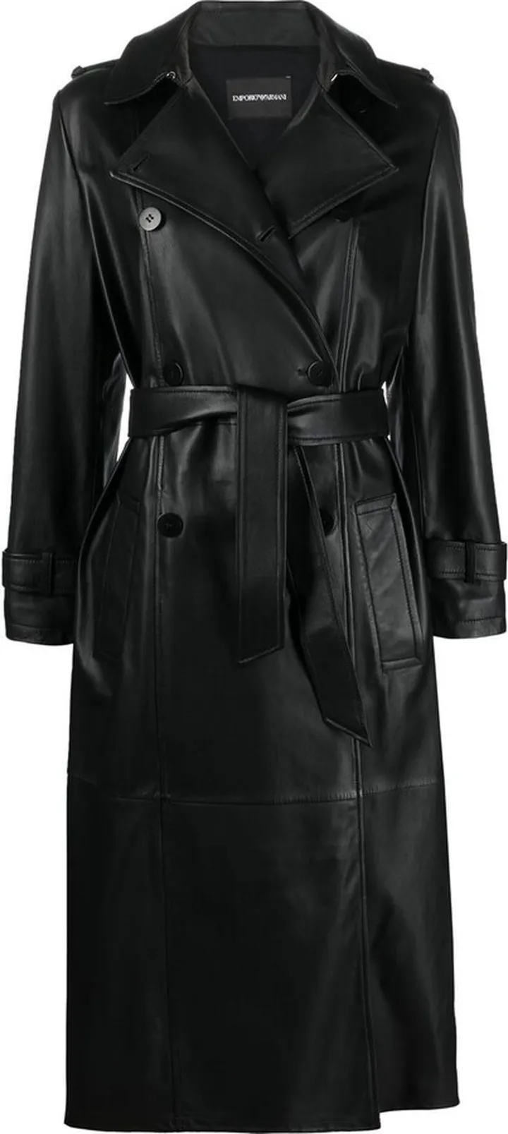 Double-Breasted Leather Trench Coat