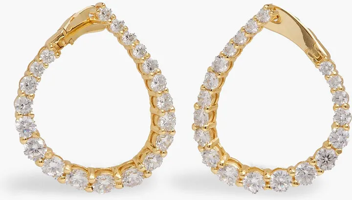 14-Karat Gold Vermeil Crystal Hoop Earrings