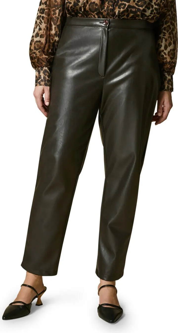 Reims Faux Leather High Waist Straight Leg Trousers