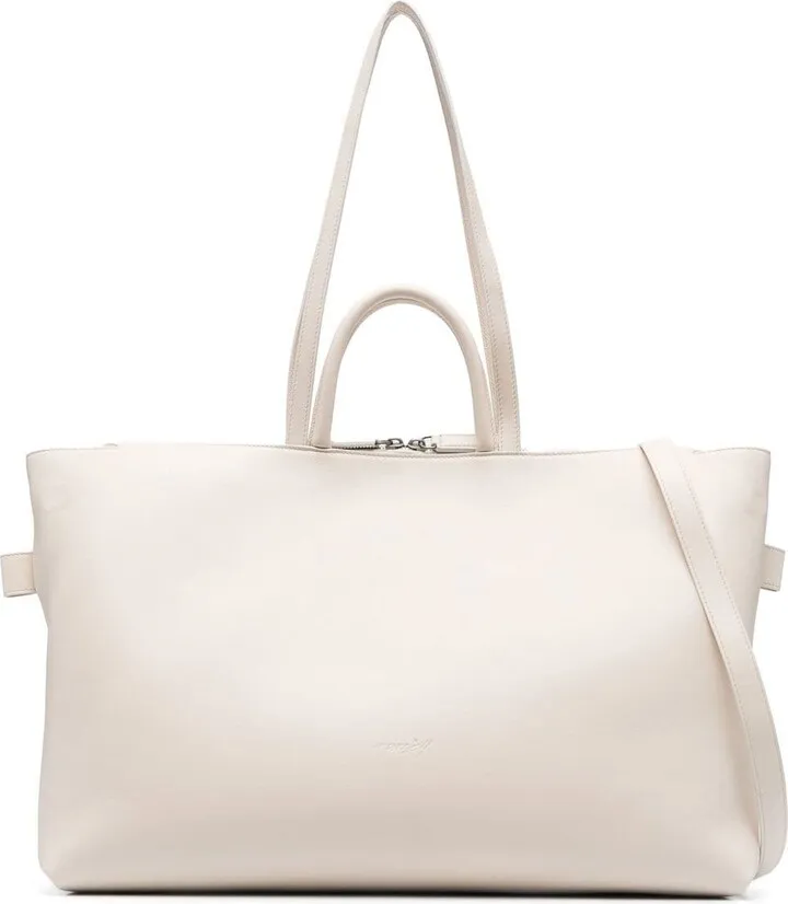 Debossed-Logo Leather Tote Bag