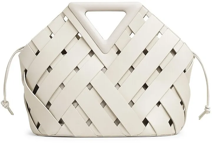 Triangle Basket Weave Leather Tote