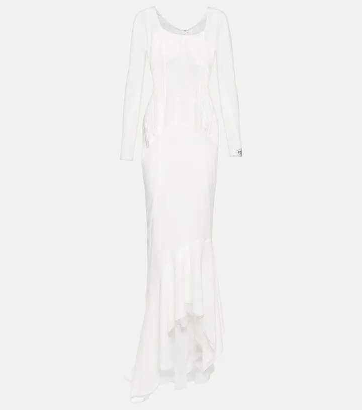 x Kim semi-sheer silk-blend gown