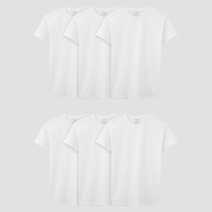 Fruit Of The Loom Men's 6pk Crew Neck Undershirt - White L