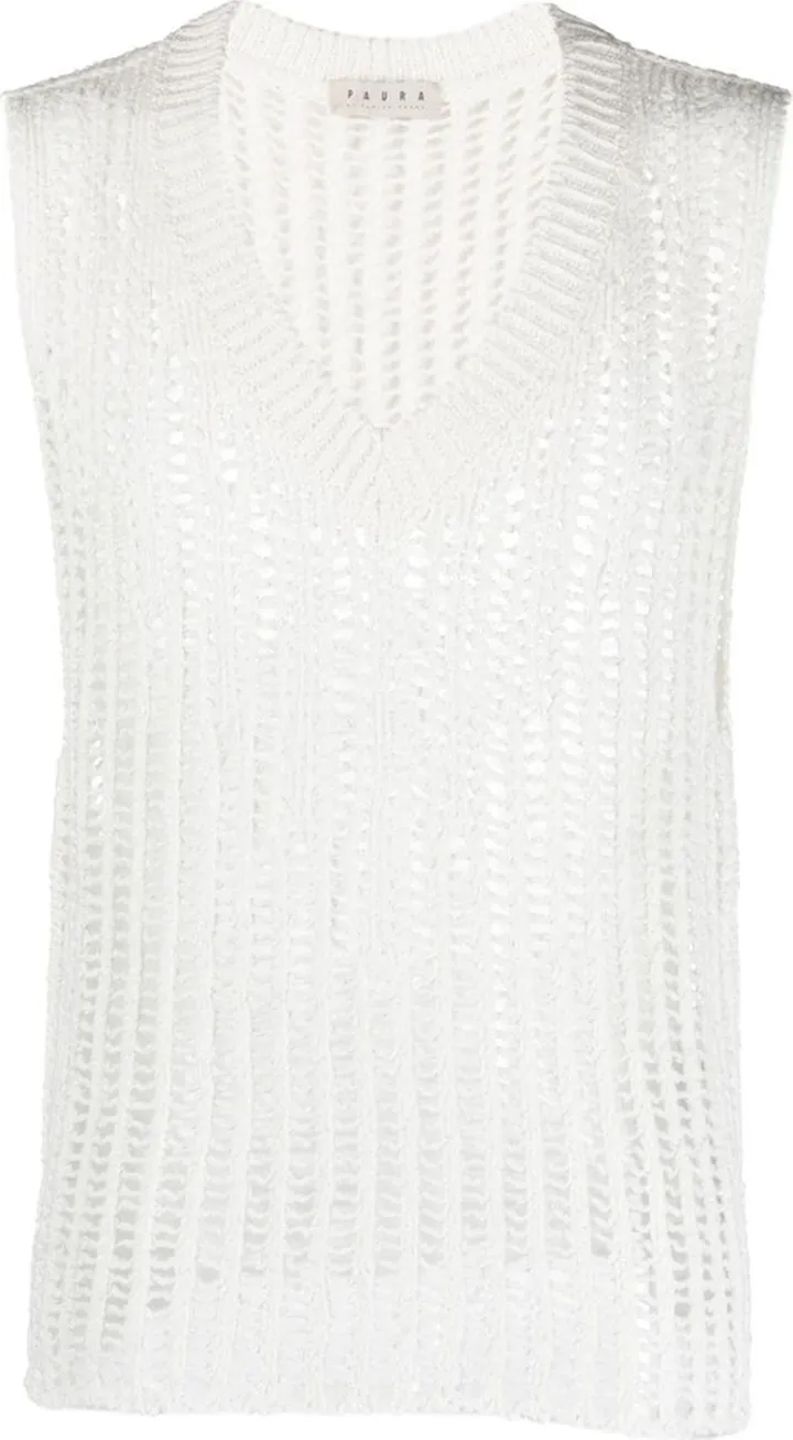 Open-Knit Sleeveless Jumper