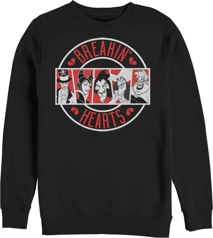 Men's Disney Villains Valentine's Day Breakin' Hearts Sweatshirt - Black - X Large