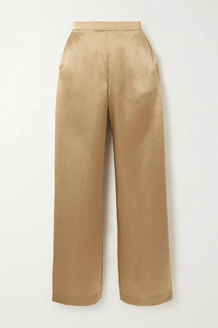 Max Mara - Leisure Fischio Duchesse-satin Straight-leg Pants - Gold