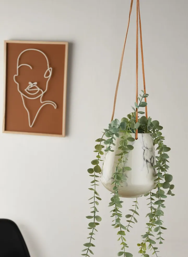 Marble Printed Medium Skittle Hanging Pot