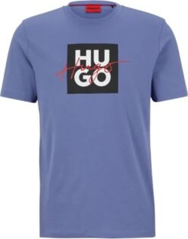 Cotton-jersey T-shirt with stacked and handwritten logos