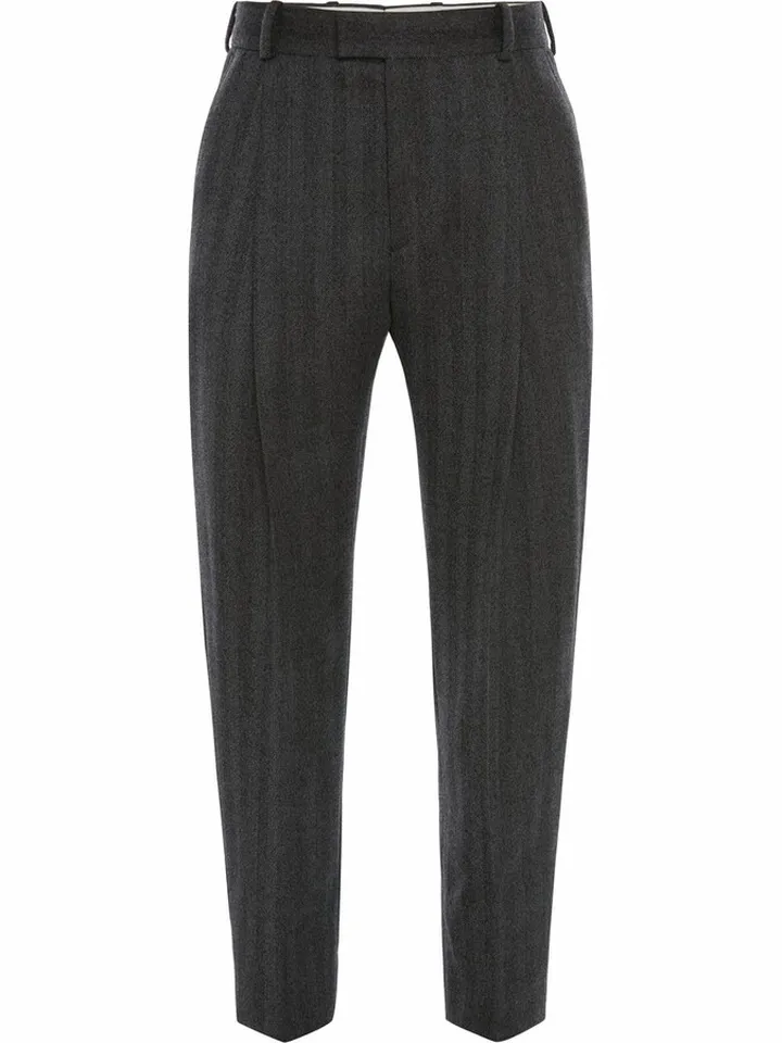 Pleat-Detail Wool-Blend Tapered Trousers