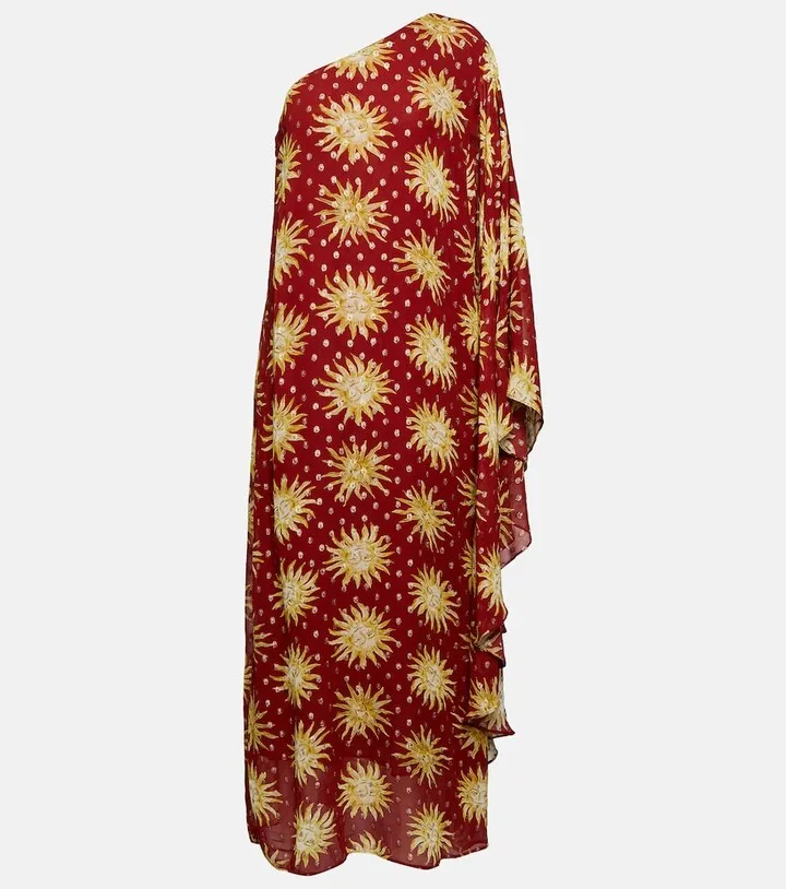 Liza printed asymmetric midi dress