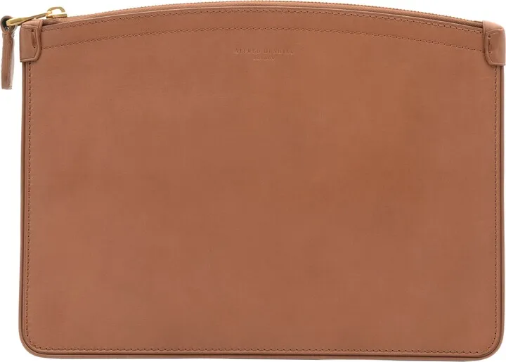 Dunhill Tan Leather Zip Folio
