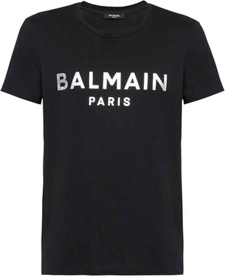 Balmain metallic logo print eco-responsible cotton T-shirt