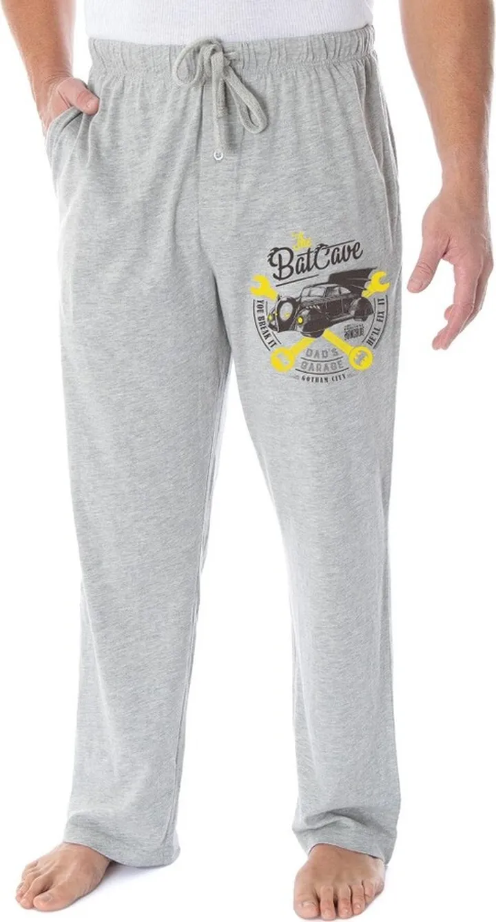 DC Mens' Batman The Batcave Father's Day Sleep Pajama Pants Loungewear (XXL) Grey