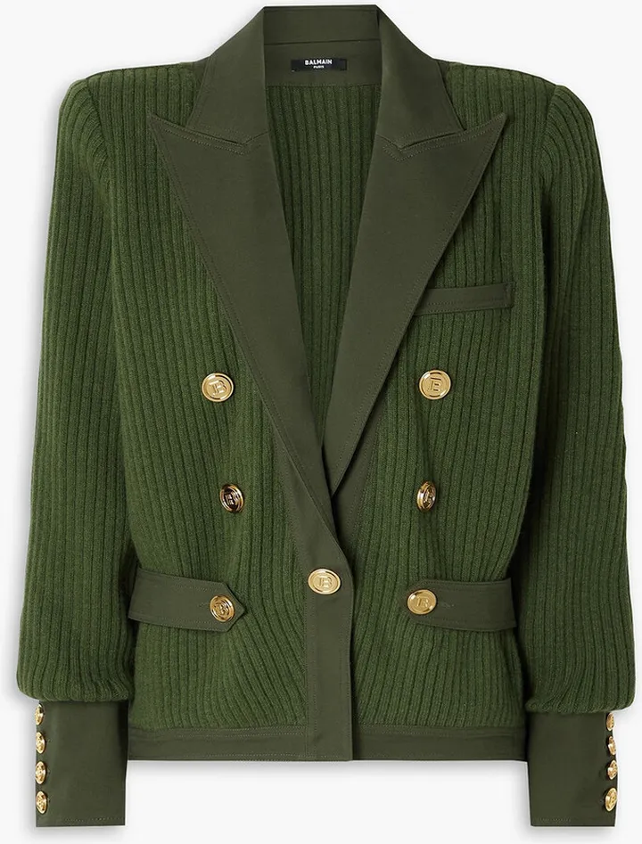 Double-breasted ribbed wool blazer