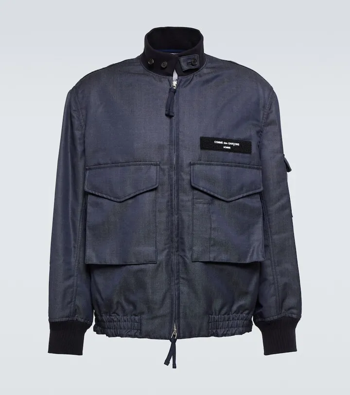 Logo patch wool jacket