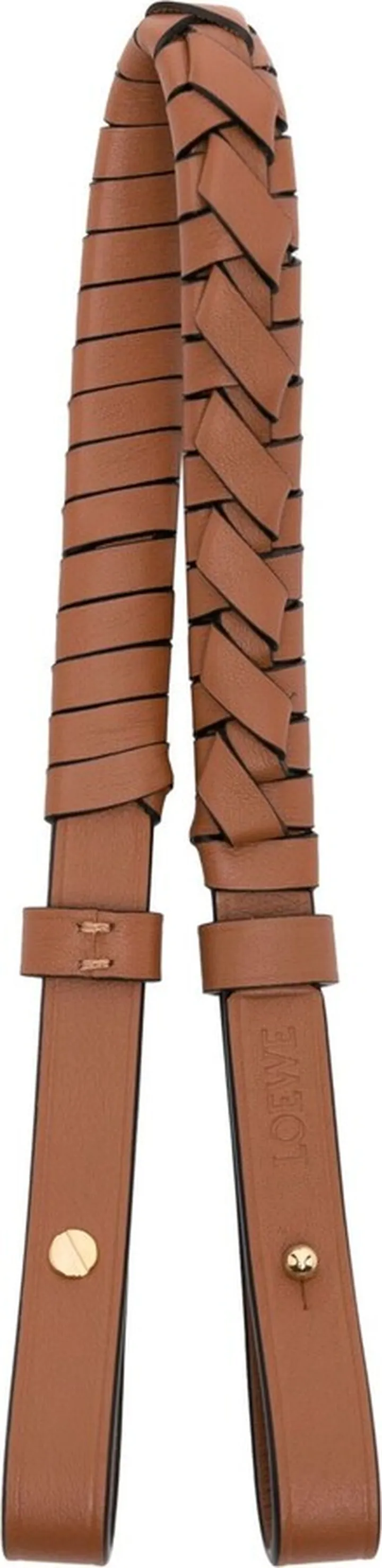 Brown Braided Leather Bag Strap
