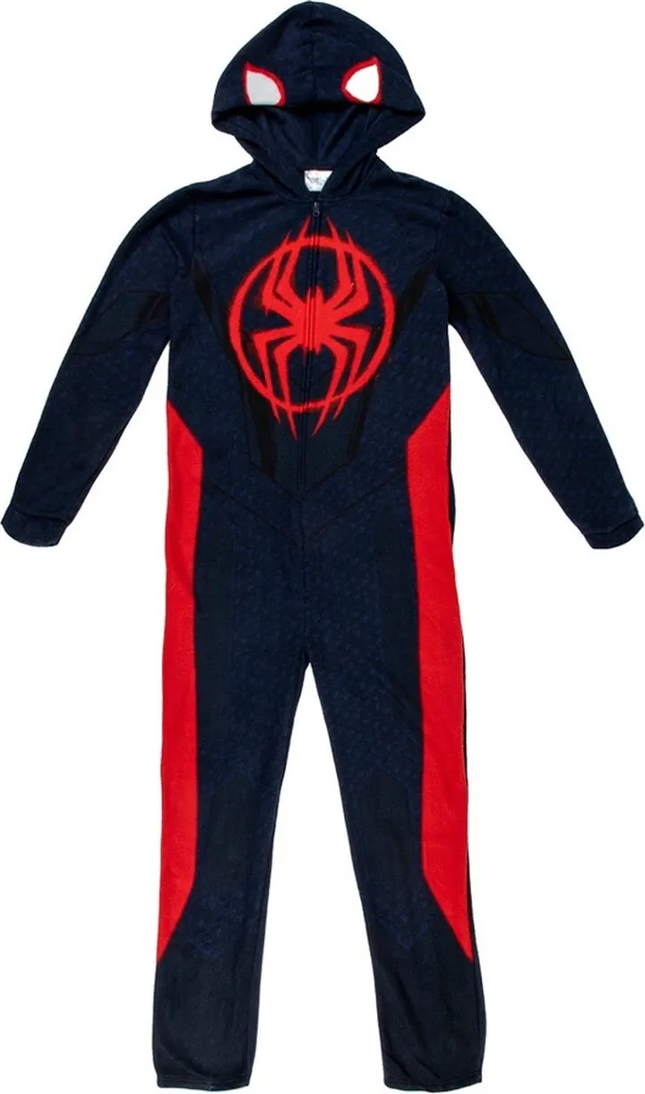 Spider-Man Miles Morales Men's Hooded Union Suit With Leg Hem-XL
