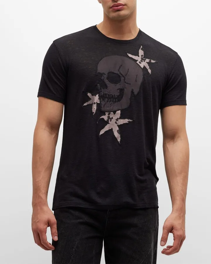 Men's Floral Skull Crew T-Shirt
