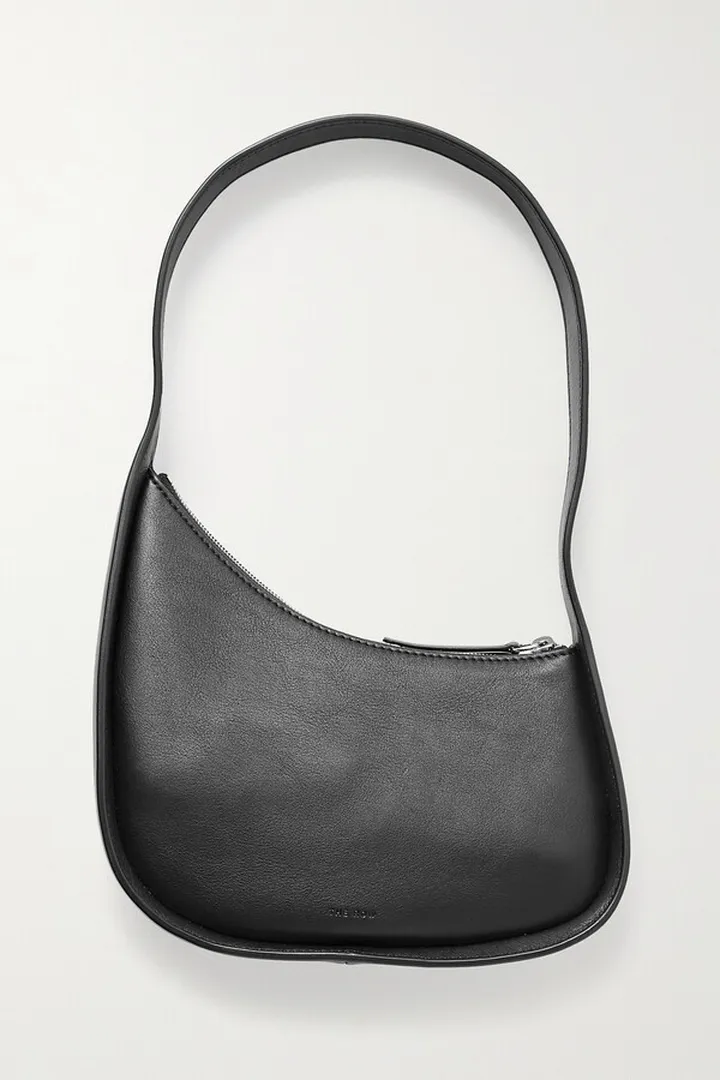 The Row - Half Moon Leather Shoulder Bag - Black
