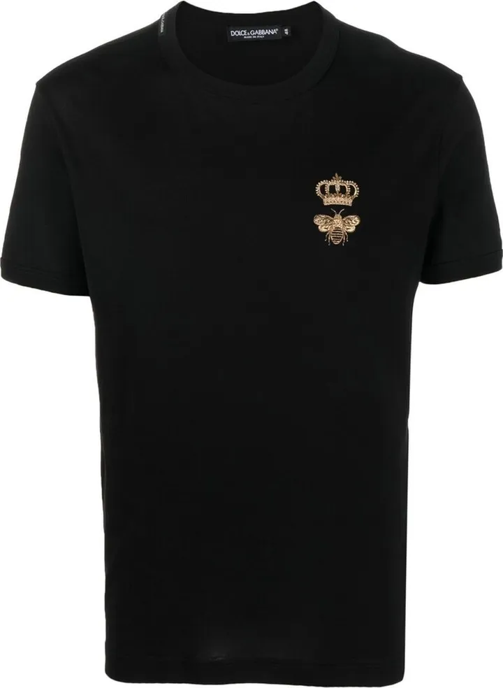 Black Embroidered Logo Cotton T-Shirt