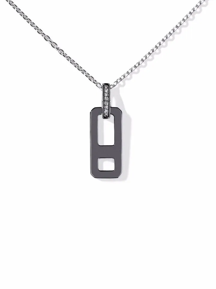 18kt black gold small DNA diamond necklace