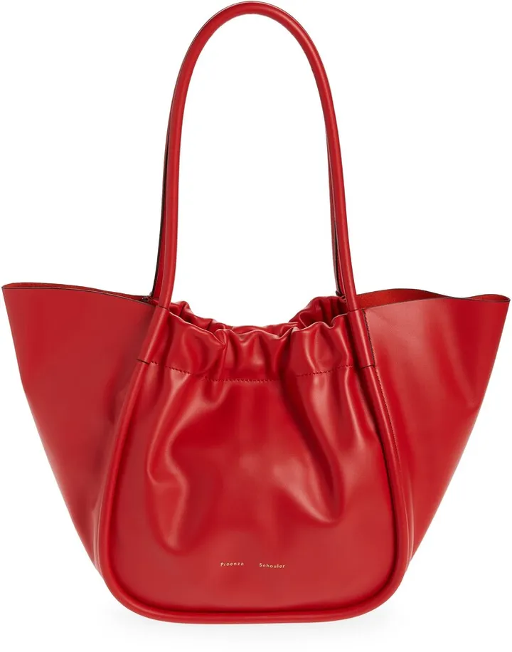 Large Ruched Leather Tote