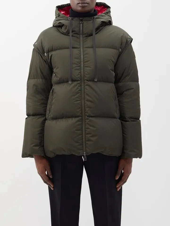 Asaret Detachable-sleeve Hooded Quilted Down Coat