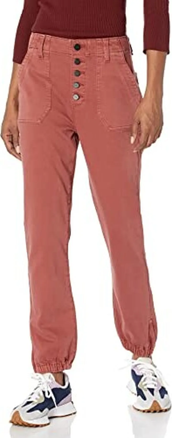 PAIGE Women's High Rise mayslie Exposed buttonfly in Vintage Burgundy dust