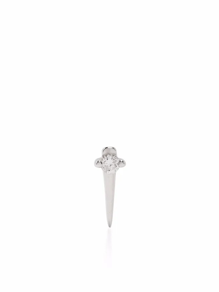 18kt white Spike diamond gold earring