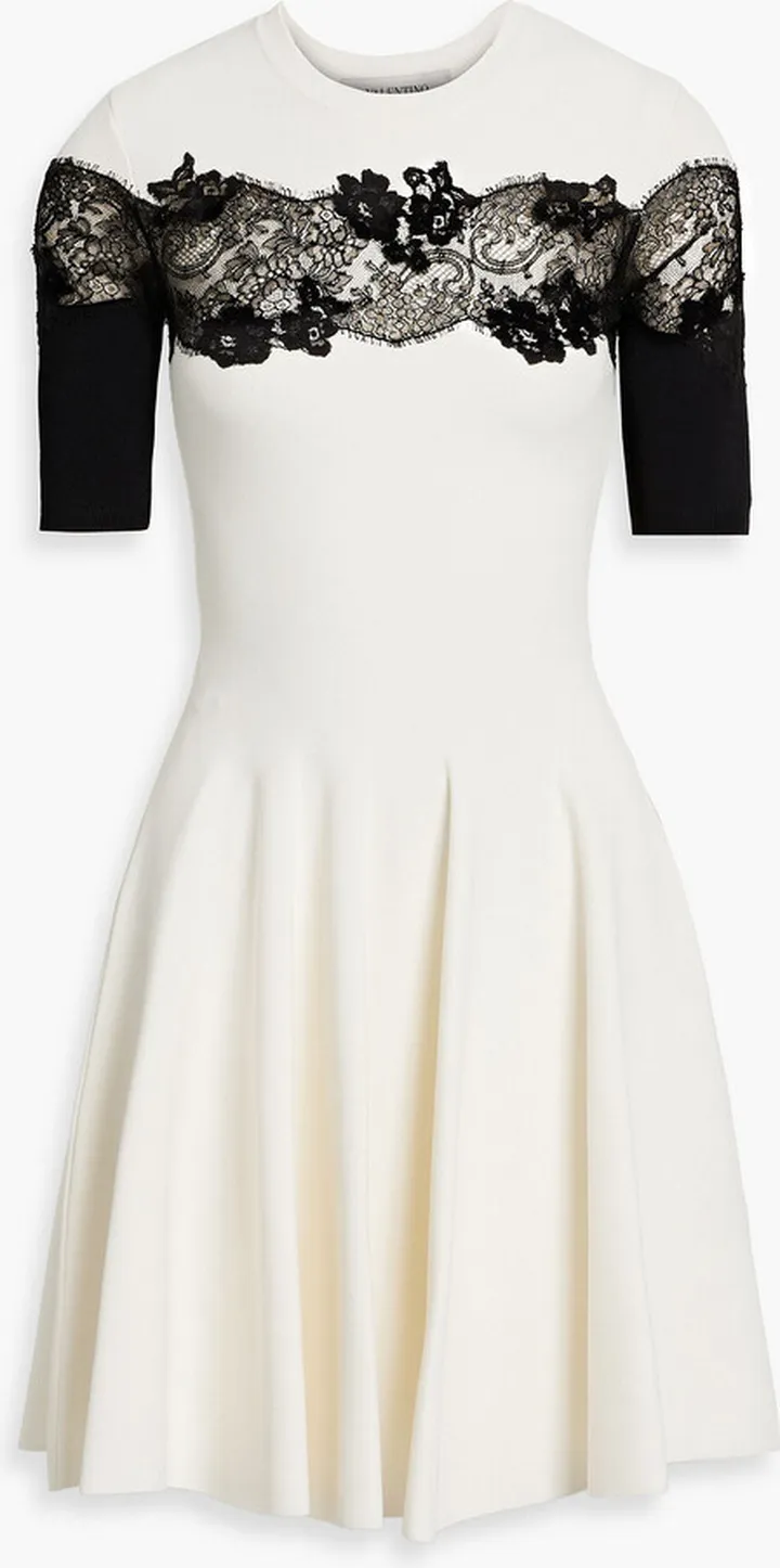 Lace-paneled stretch-knit dress