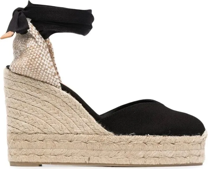 Carina Wedge Espadrille In Black Cotton
