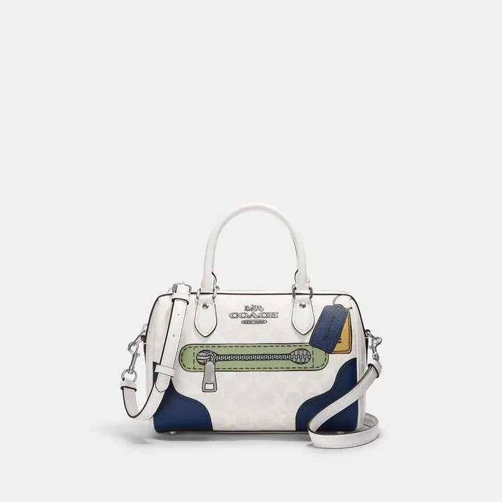 Rowan Satchel In Signature Canvas With Trompe L'oeil Print