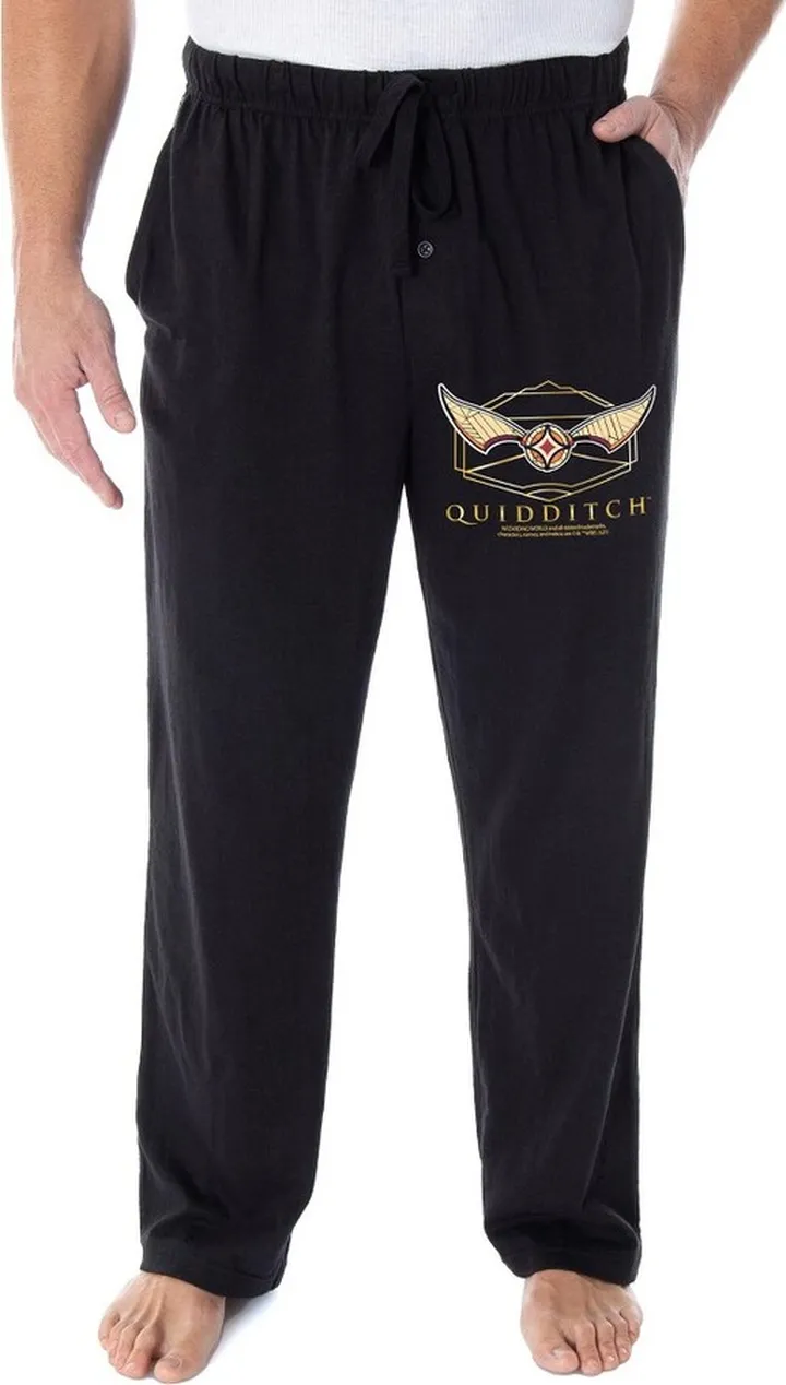 Harry Potter Adult Mens' Quidditch Golden Snitch Ball Pajama Lounge Pants (S) Black