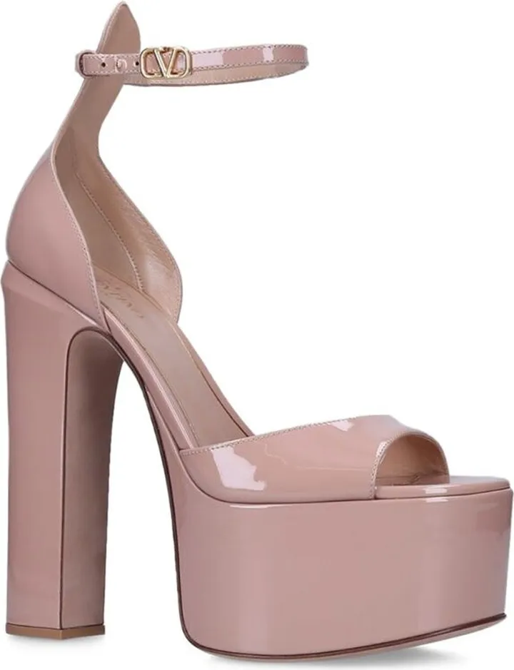 Valentino Garavani Valentino Garavani Leather Tan-Go Platform Sandals 155
