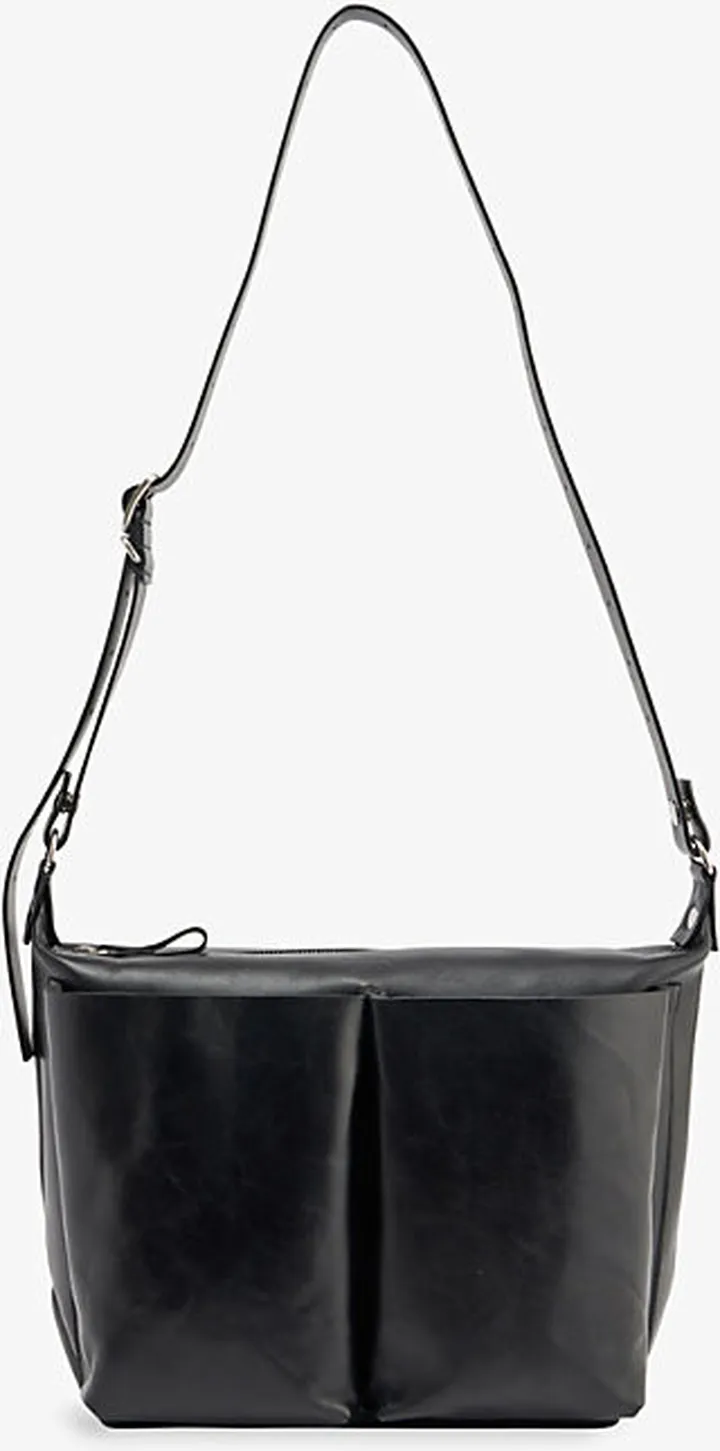 Mens Black Pilot Leather Cross-body bag