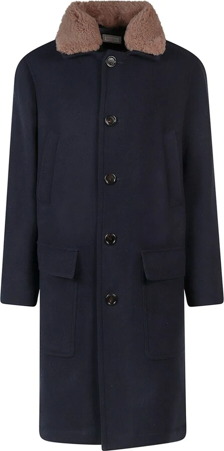 Virgin wool Over Coat with shearling collar