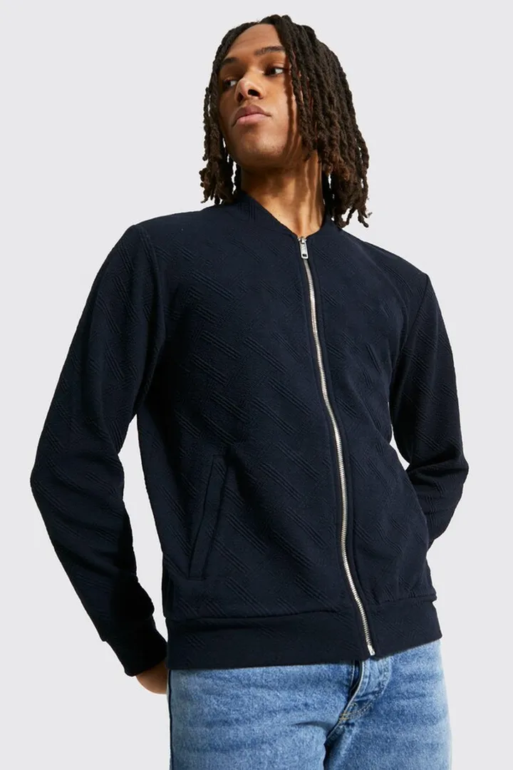 Jersey Geo Textured Bomber
