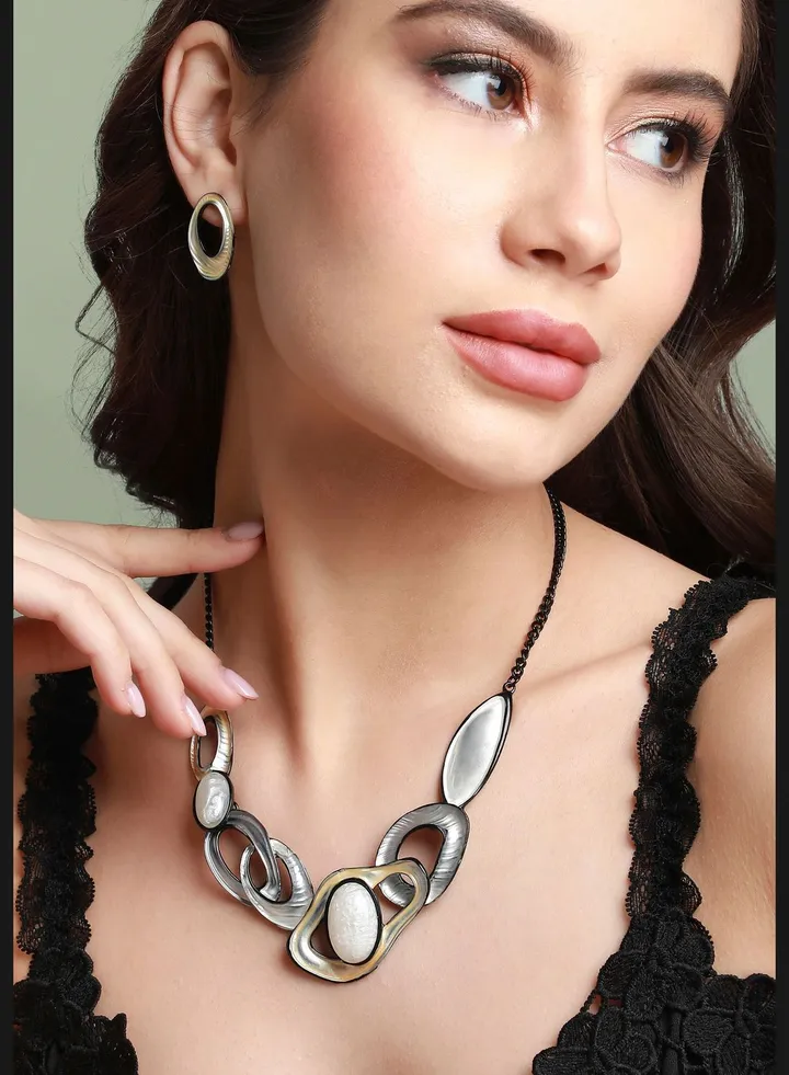 Trendy Designer Stone Party Wear Necklace and Earring Set For Women