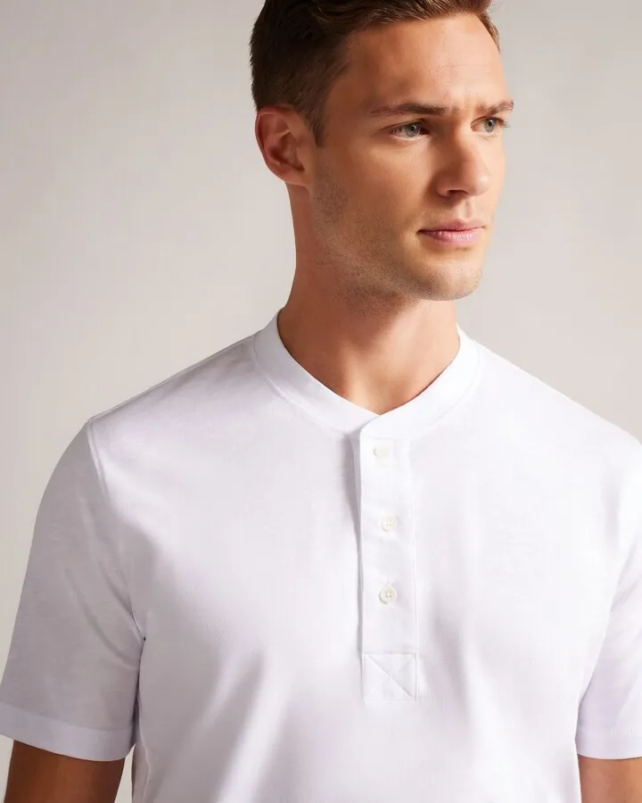 Short Sleeve Henley Shirt in White
