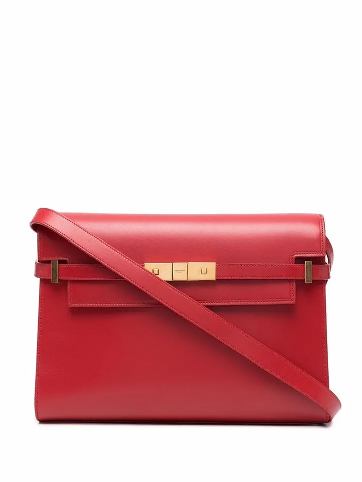 Manhattan clasp-fastening shoulder bag