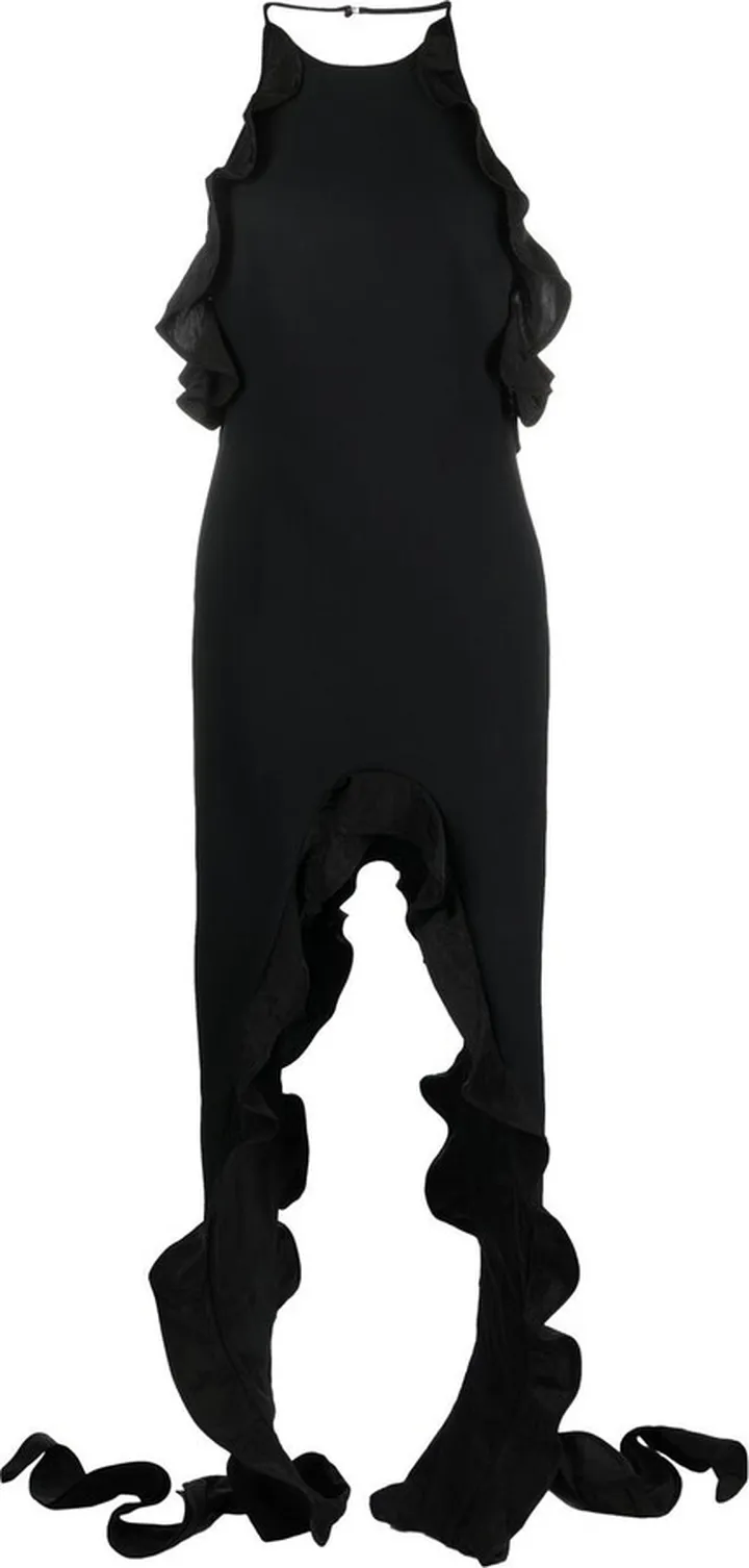 Asymmetric Ruffle-Trim Dress