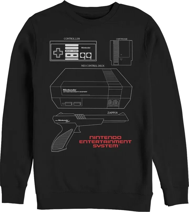Men's Nintendo NES Controller Part Sweatshirt - Black - Medium